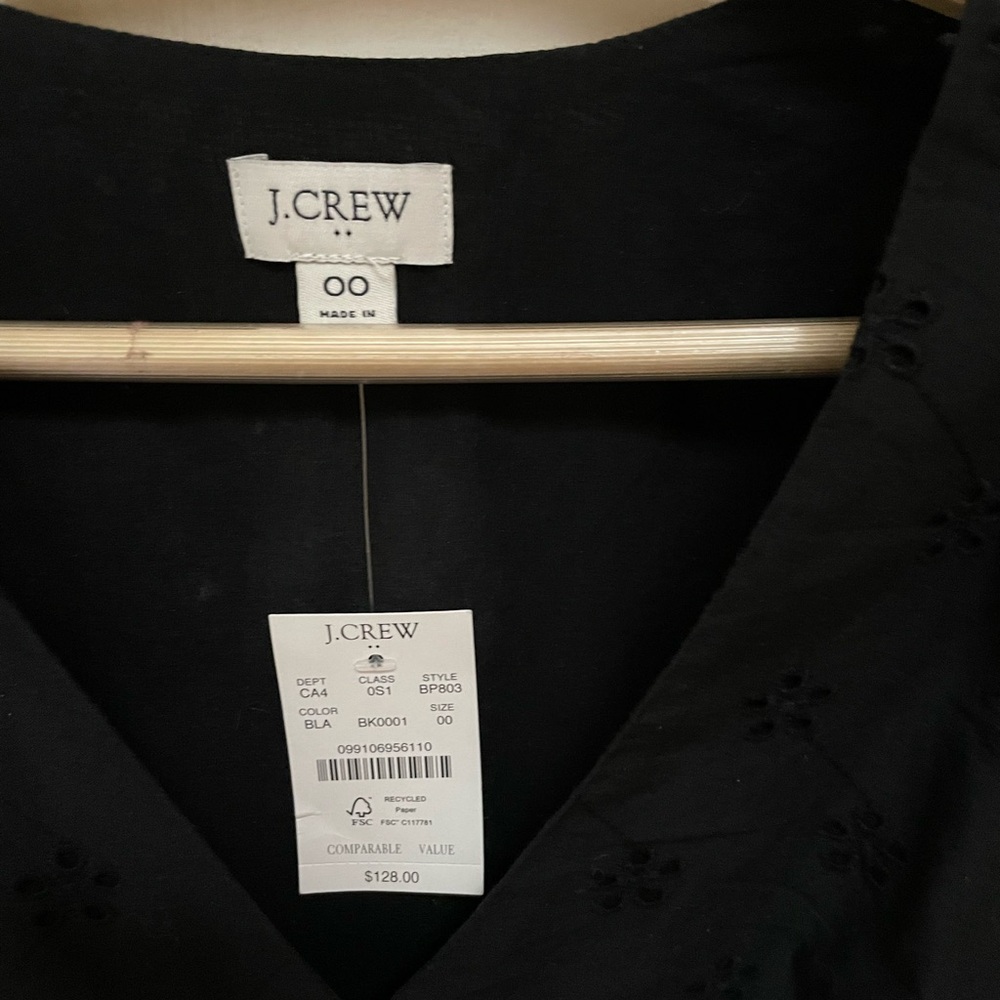 J. Crew 00/XXS Black Eyelet Fully Lined Sleeveless Midi Dress - Picture 3 of 11